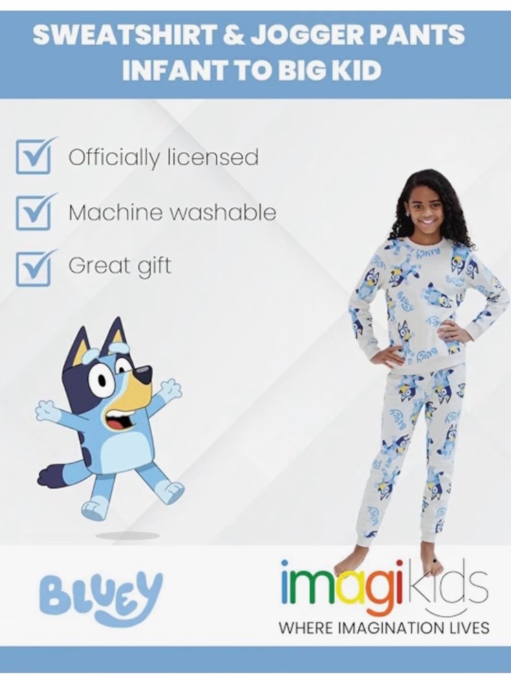 Bluey • 2 Piece Sweatsuit • Sweatshirt and Pants • Sz 7-8 - Picture 2 of 5